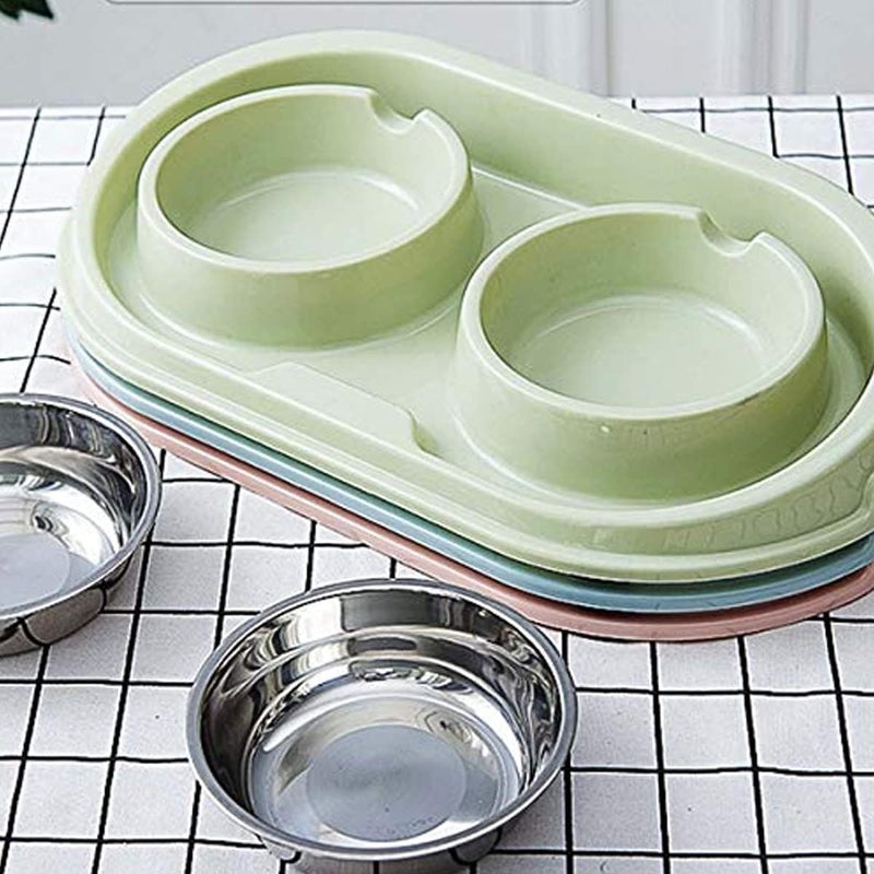 MXCELL Double Dog Cat Food Bowls, Stainless Steel Pet Bowls Dog Water Bowls with No-Spill and Non-Skid PP Station, Food Water Feeder for Cats and Small Dogs - Image 5